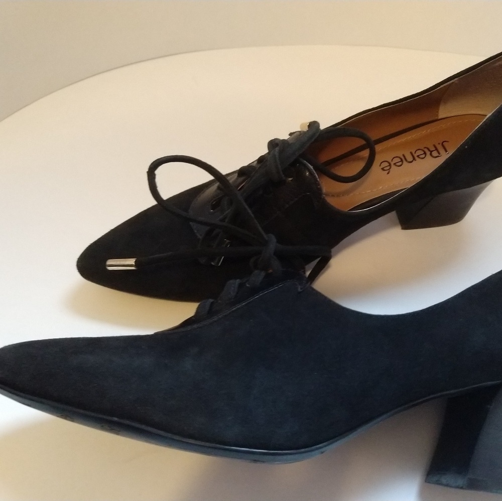 JRenee black heeled suede oxfords, size 8 - Picture 2 of 8